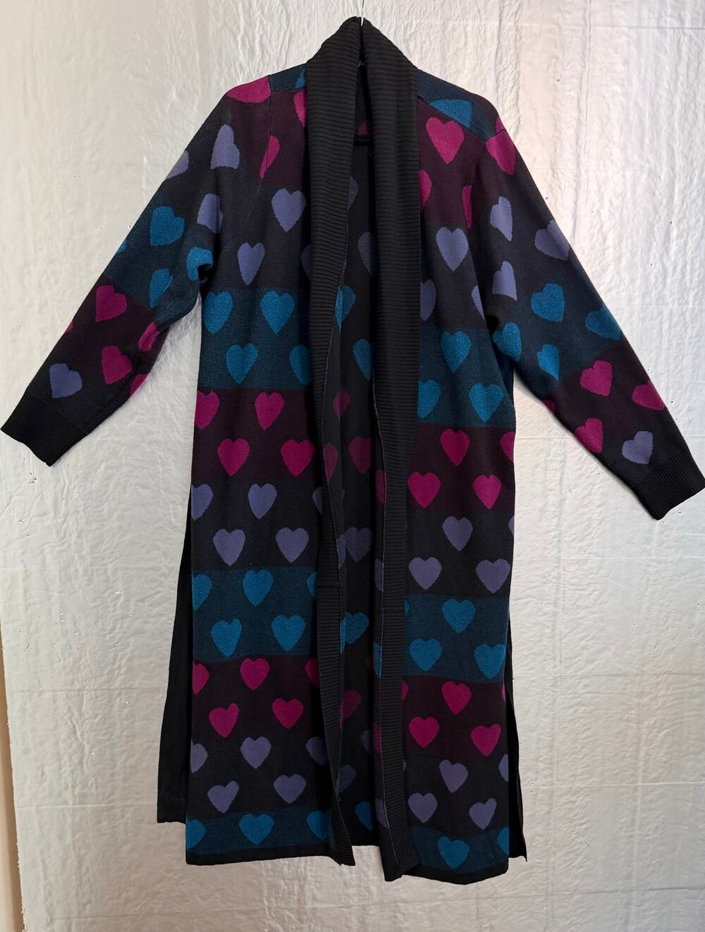 Torrid Women’s Size 1 14-16 XL Black Heart Print Long Belted Cardigan